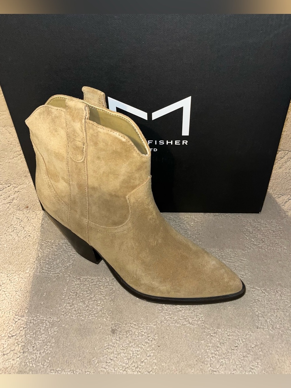 Marc Fisher LTD Marlie Western Ankle Boots Tan Medium Natural 101 Women’s 8.5 - Picture 2 of 16